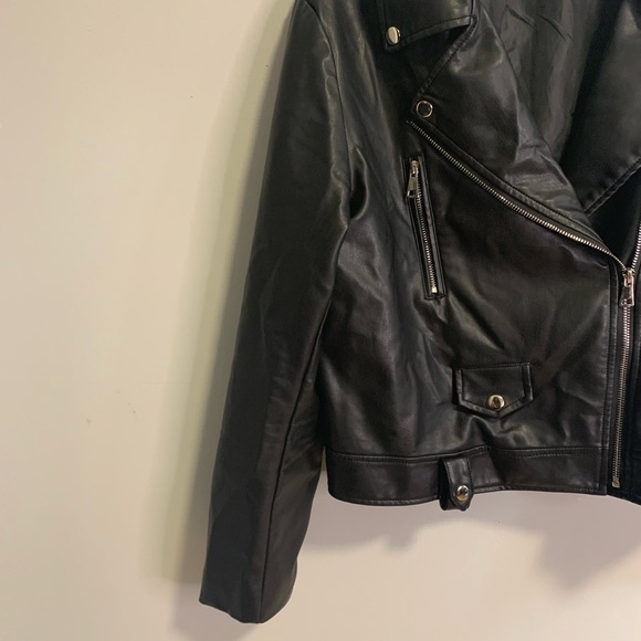 Black Faux Leather Jacket #163 - Picture 6 of 15